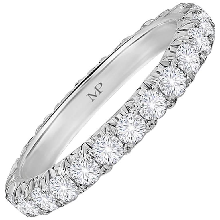 Marisa Perry Five Point Micro Pave Diamond Eternity Ring in Platinum For Sale