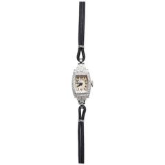 Hamilton Ladies Platinum Diamond Art Deco Wristwatch