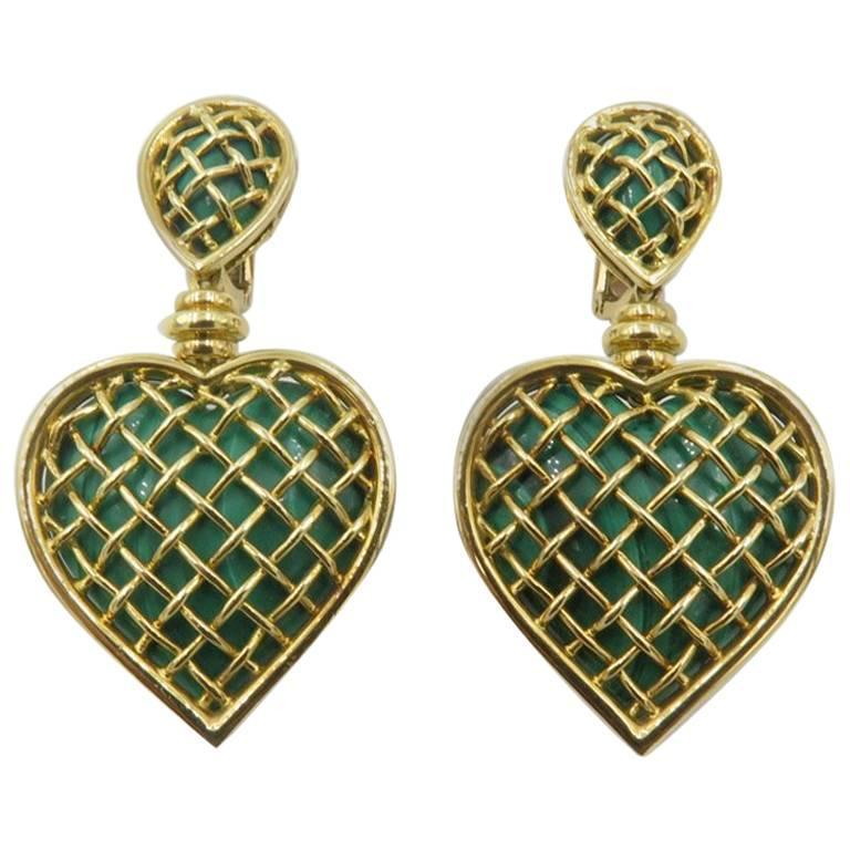 Boucheron Malachite Gold Heart Shaped Earrings At 1stdibs Boucheron Malachite Gold Heart Shaped Earrings For