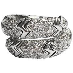 Bulgari Spiga Diamond and White Gold Flexible Snake Ring