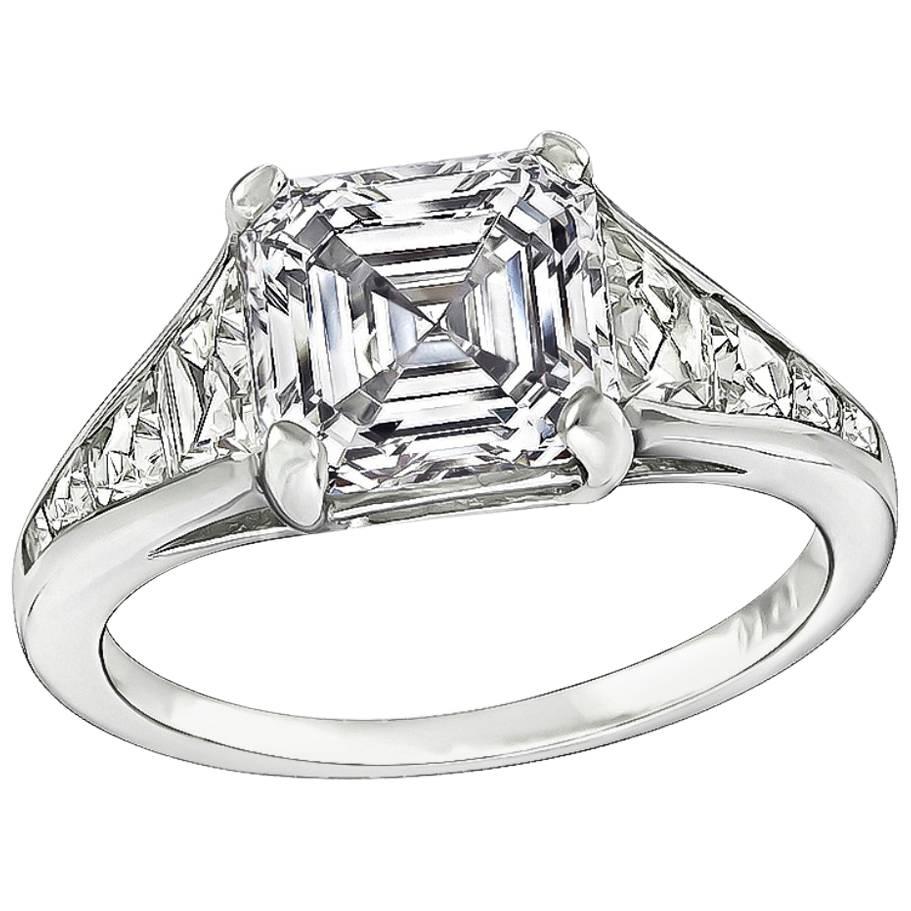 Stunning GIA Certified 2.50 Carat Asscher Cut Diamond Engagement Ring