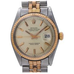 Rolex Stainless Steel Rose Gold Datejust Wristwatch Ref 1601, circa 1972