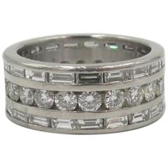 Diamond Platinum Triple Row Band Ring