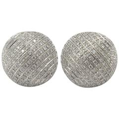 Diamond White Gold Bombe Huggie Earrings 5