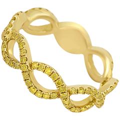 Natural Fancy Yellow Diamond Gold Band Ring 1