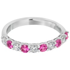 Pink Sapphire and Diamond Gold Band Ring