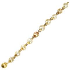 Yvel Baroque Pearl and Diamond Bracelet 18 Karat Yellow Gold 3.24 Carat
