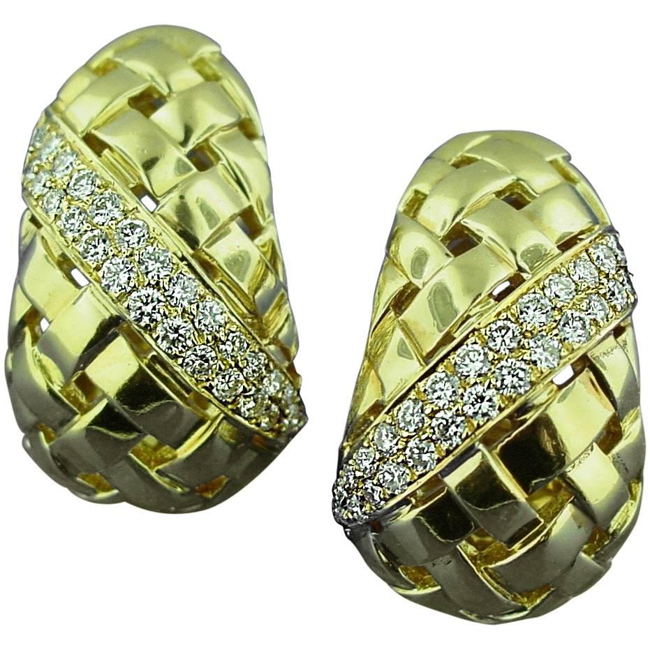 Tiffany & Co. Gold and Diamond Earrings For Sale