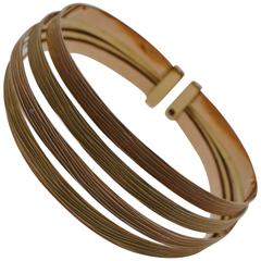 Roberto Coin Yellow and Rose Gold Bark Finish Cuff Bracelet