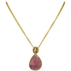 Yvel Natural Colored Sapphire Pendant Necklace 18 Karat Yellow Gold  29.50 Carat