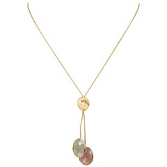 Yvel Colored Sapphire and Diamond Pendant Necklace 27 Carat 18 Karat Gold