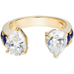 Dubini Theodora White Topaz Sapphire 18K Yellow Gold Ring