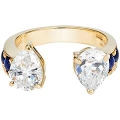 Dubini Theodora White Topaz Sapphire Yellow Gold Ring 7