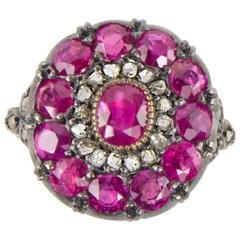 Beautiful Ruby Rose Cut Diamond Cluster Ring 2