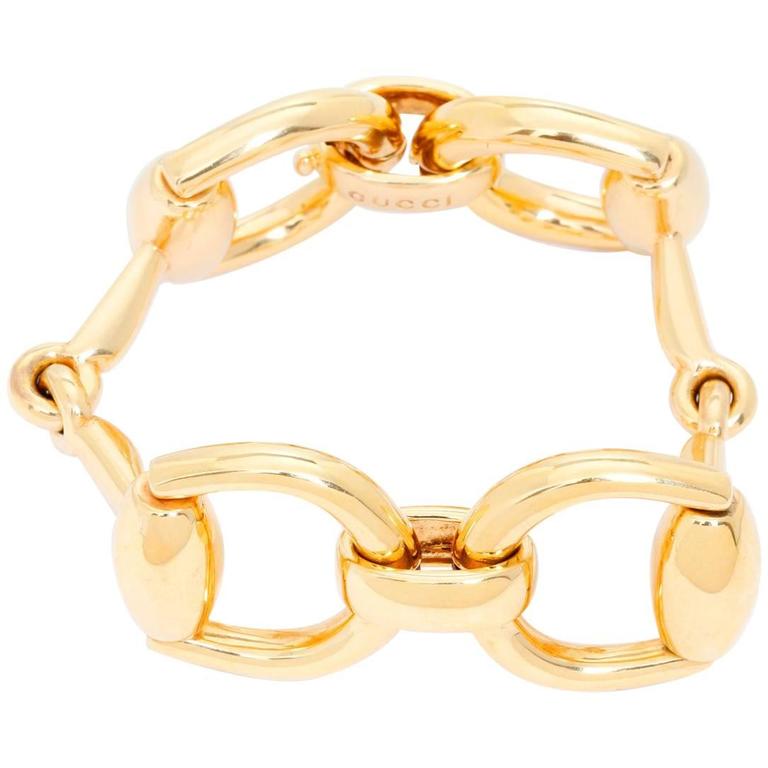 Gucci Yellow Gold Horse Bit Bracelet at 1stDibs | gucci horsebit ...