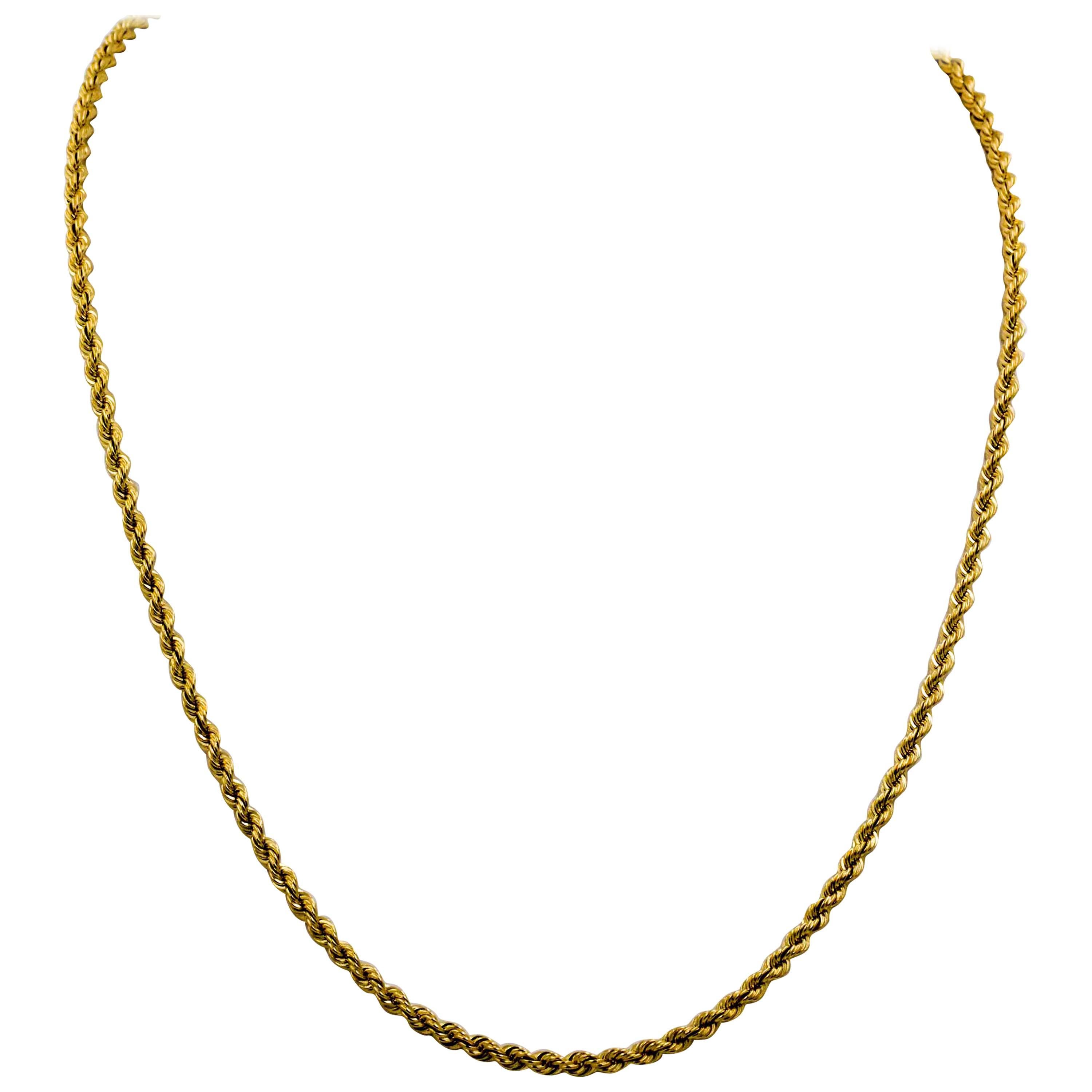 Classic Yellow Gold Rope Chain Necklace