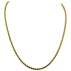 Classic Yellow Gold Rope Chain Necklace