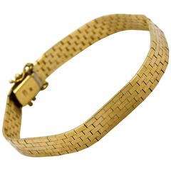 14 Karat Yellow Gold Brick Link Bracelet