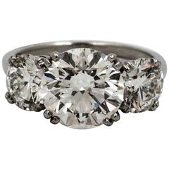 5.75 Carat Three-Stone Diamond Platinum Engagement Ring