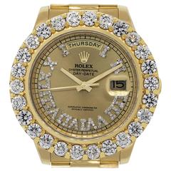 Rolex Yellow Gold Day Date II Diamond Dial Automatic Wristwatch 11