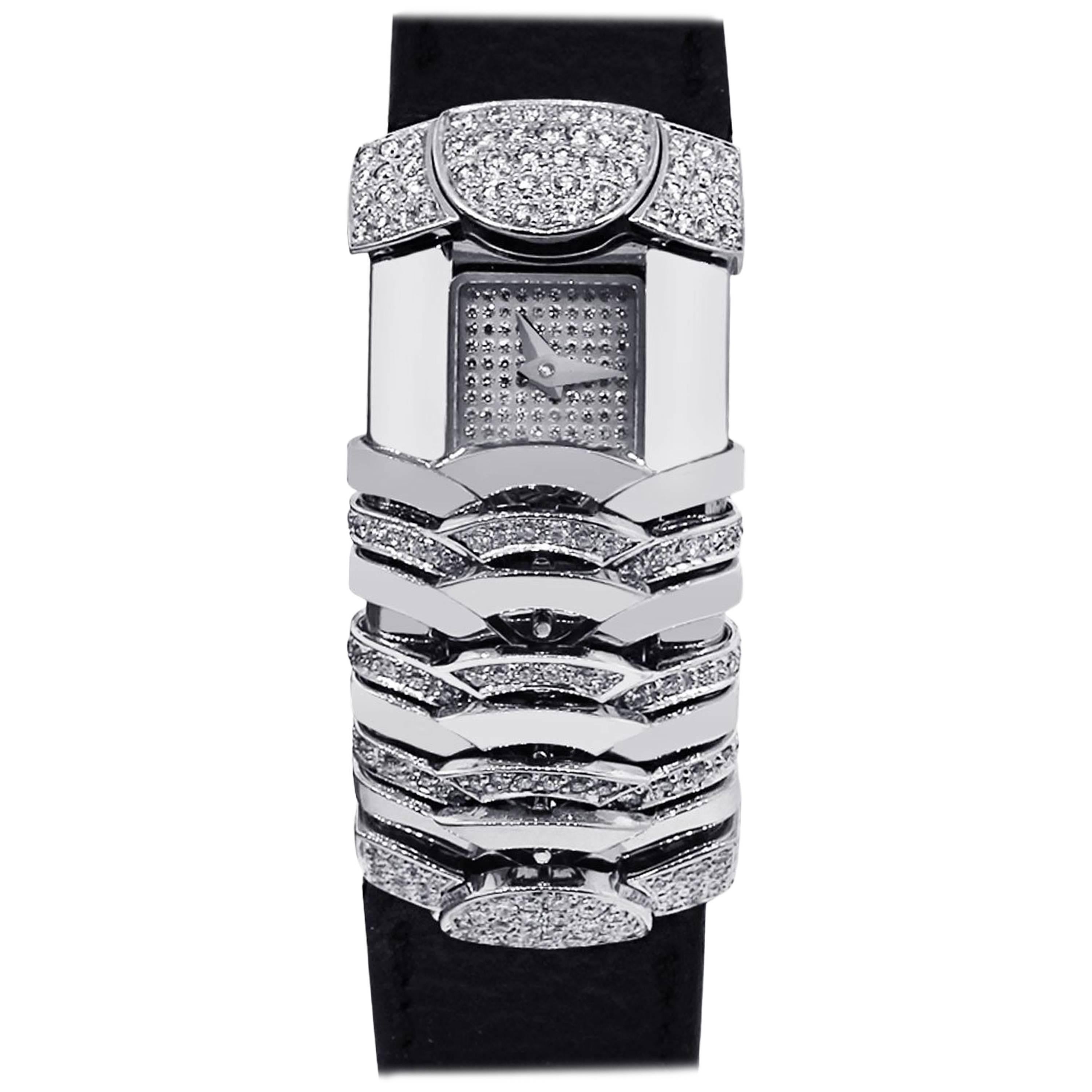Charriol Montre La Jolla en or blanc et diamants pour femmes  Montre-bracelet à quartz en édition limitée