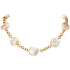 Yvel Freshwater Keshi Pearl Necklace Chain 18 Karat Rose Gold