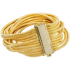 Yvel 11 Strand Bracelet 18 Karat Yellow Gold with Diamonds 1.10 Carat