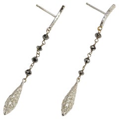 Yvel Earrings 18k White Gold, Black and Colorless Diamonds 1.82 Carat