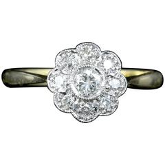 Antique Edwardian Diamond Gold Platinum Cluster Ring 1
