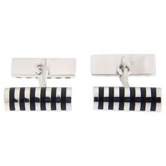 Jona Black Enamel Sterling Silver Cufflinks 11