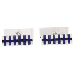 Jona Blue Enamel Sterling Silver Cufflinks 4
