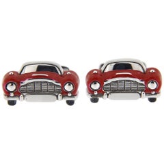 Jona Sterling Silver Red Enamel Classic Convertible Car Cufflinks