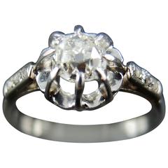 Art Deco Diamond White Gold Platinum Solitaire Ring