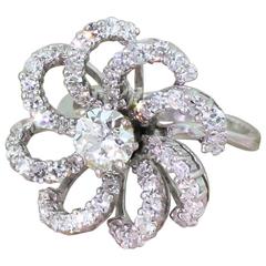 Mid-Century 2.93 Carat Diamond “Flower” Dress Ring