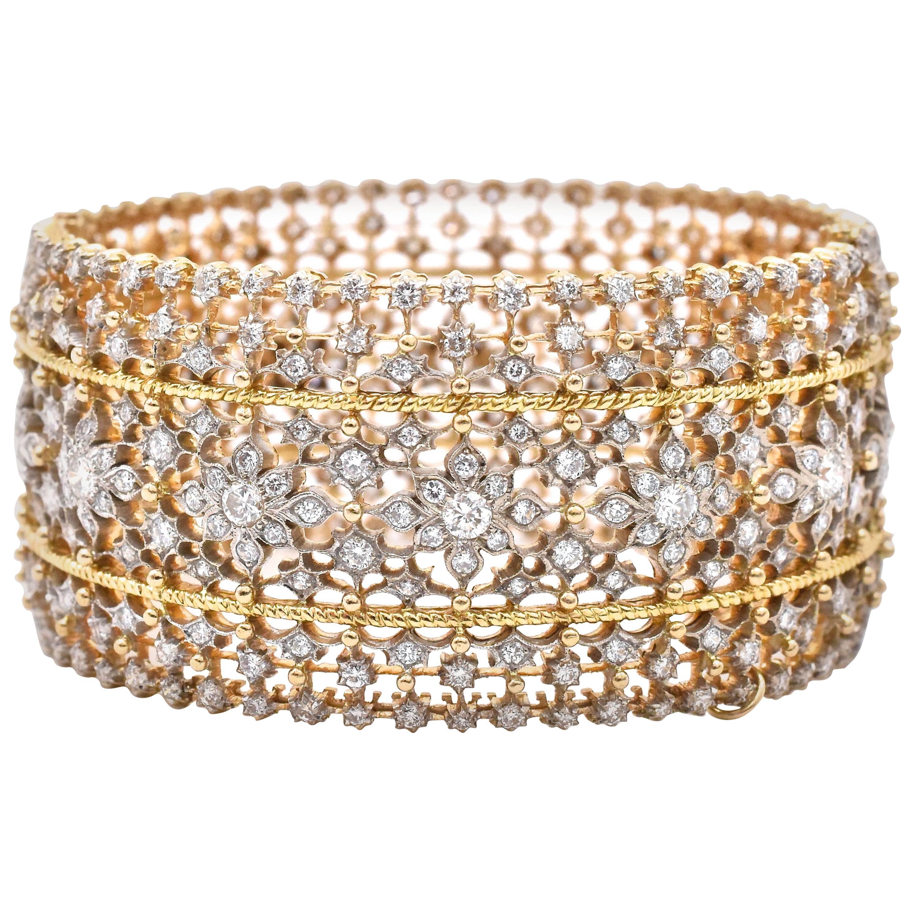 Diamond Gold Cuff Bangle Bracelet