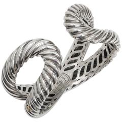 David Yurman Sterling Silver with Yellow Gold Accent Crossover Cuff