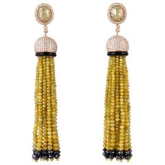 Yellow Diamond Gold Tassel Earrings 11