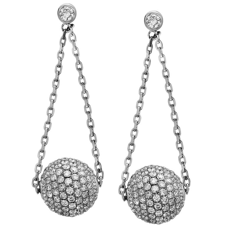 Diamond Ball Earrings At 1stdibs Diamond Ball Earrings For