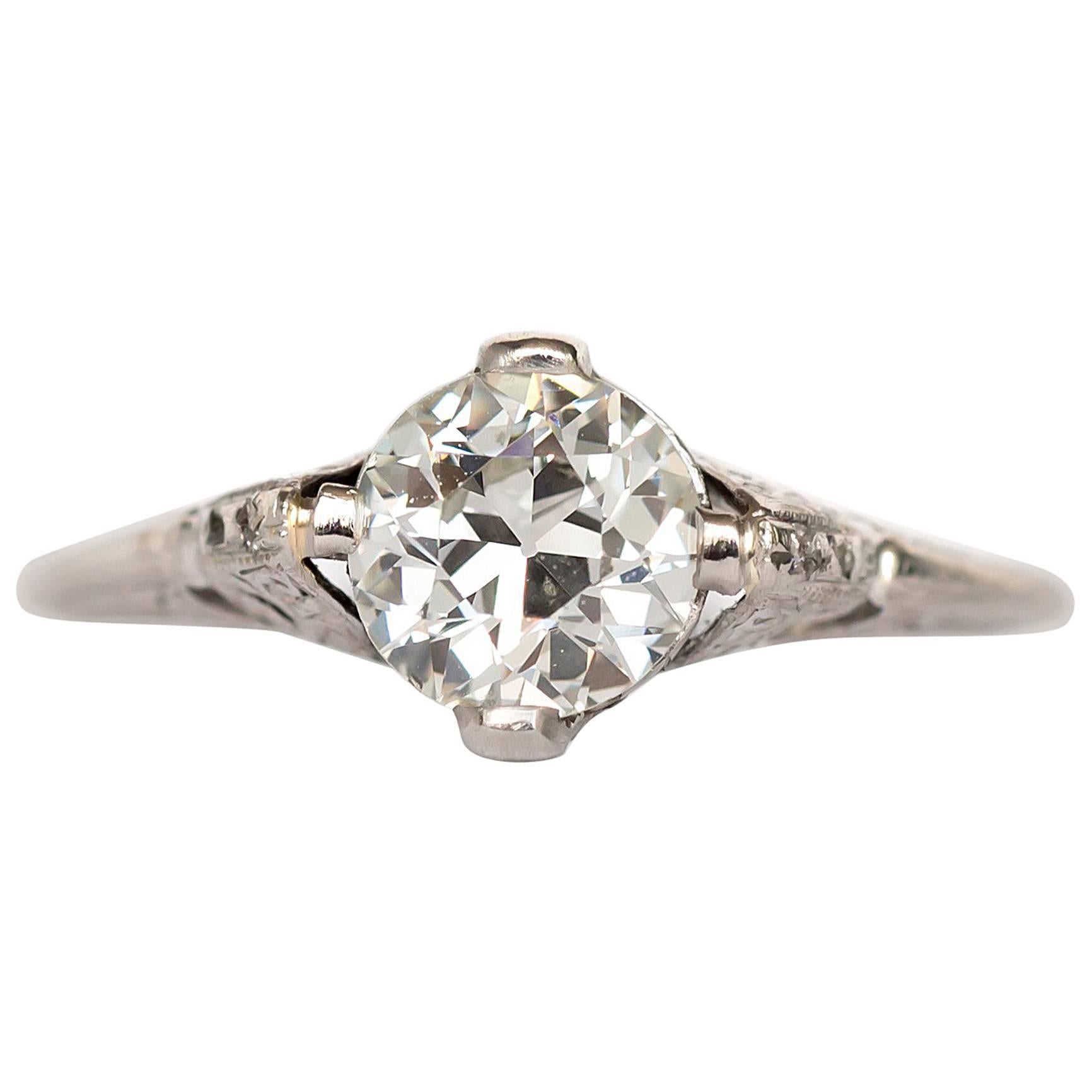 1905 GIA Certified .80 Carat Diamond Platinum Engagement Ring For Sale