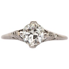 Bague de fiançailles en platine avec diamants de 0,80 carat certifiés GIA, 1905