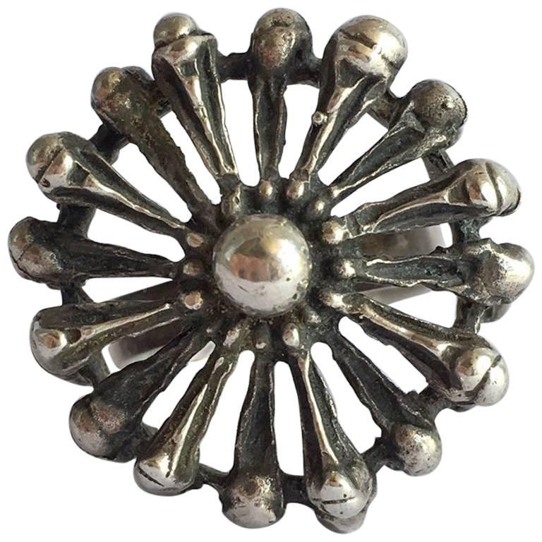 Vintage Jewelry Silver Flower Rings Nils Elvik & Co Scandinavian Sculptural Ring