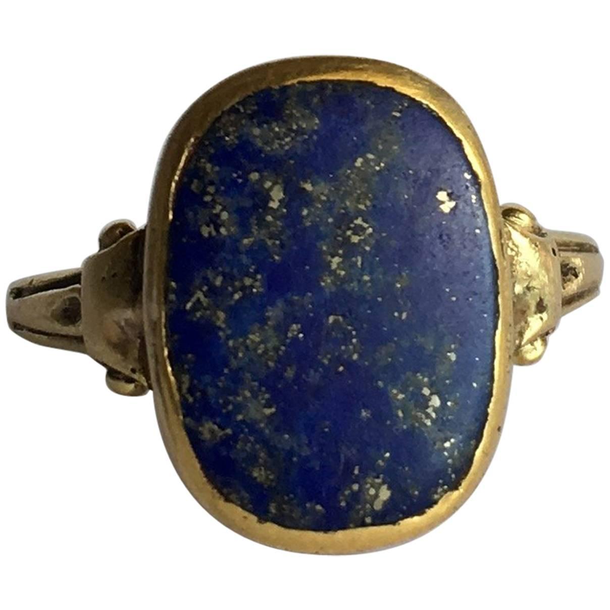 Vintage Lapis Lazuli Gold Signet Ring