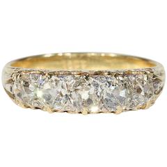 Antique Victorian Five Stone Diamond Gold Ring 5