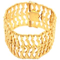 1960s 18 Carat Yellow Gold Wide Dress Bracelet