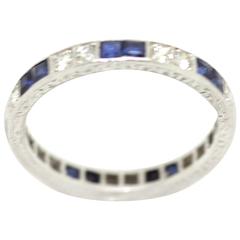 Sapphire Diamond Eternity Ring Set in Platinum