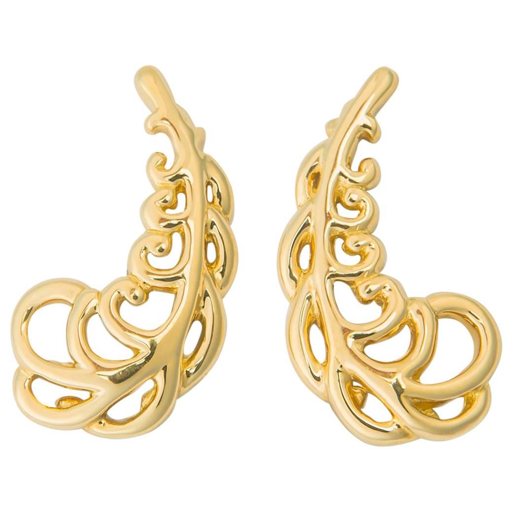 Tiffany & Co. Paloma Picasso Gold Plume Earrings
