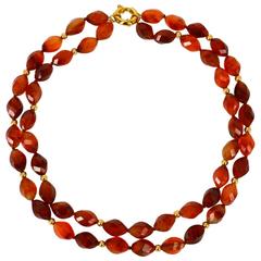 Carnelian Multi Strand Gold Necklace 9