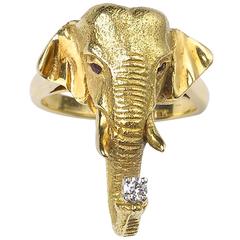 Elephant Diamond Gold Ring