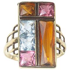 Multi Gem Gold Ring 12