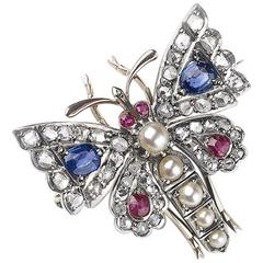 Antique Gem Set Butterfly Brooch